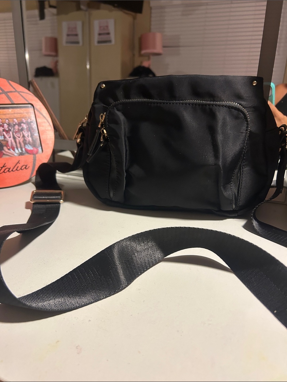 Classic Black Nylon Crossbody Bag